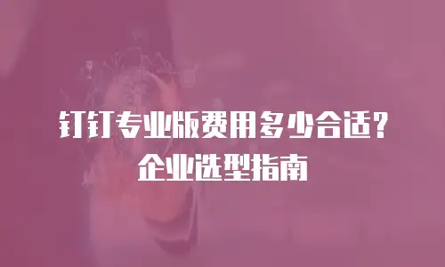 钉钉专业版费用多少合适？企业选型指南