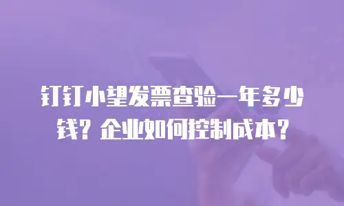 钉钉小望发票查验一年多少钱？企业如何控制成本？