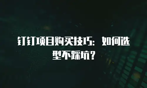 钉钉项目购买技巧：如何选型不踩坑？