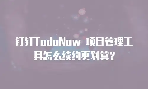 钉钉TodoNow 项目管理工具怎么续约更划算？