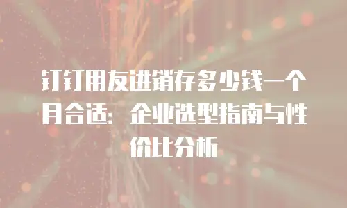 钉钉用友进销存多少钱一个月合适：企业选型指南与性价比分析