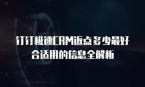 钉钉极速CRM返点多少最好合适用的信息全解析