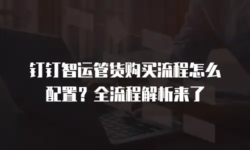 钉钉智运管货购买流程怎么配置？全流程解析来了