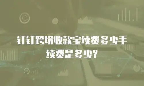 钉钉跨境收款宝续费多少手续费是多少？