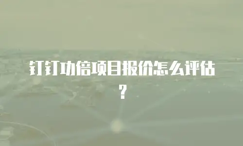 钉钉功倍项目报价怎么评估？