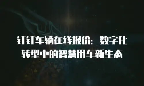 钉钉车辆在线报价：数字化转型中的智慧用车新生态
