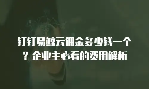 钉钉易鲸云佣金多少钱一个？企业主必看的费用解析
