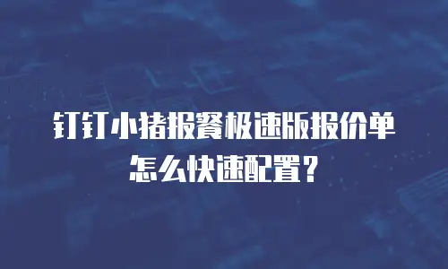 钉钉小猪报餐极速版报价单怎么快速配置？