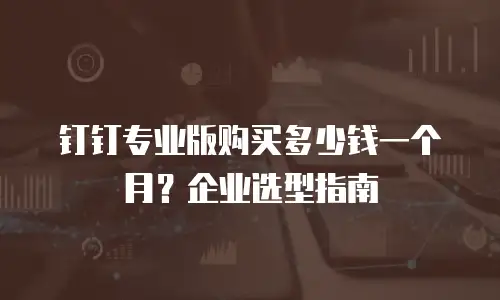 钉钉专业版购买多少钱一个月？企业选型指南