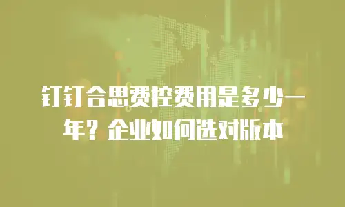 钉钉合思费控费用是多少一年？企业如何选对版本