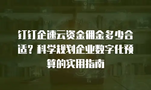 钉钉企速云资金佣金多少合适？科学规划企业数字化预算的实用指南