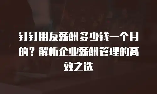 钉钉用友薪酬多少钱一个月的？解析企业薪酬管理的高效之选
