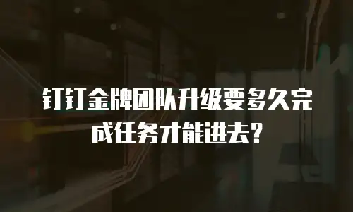 钉钉金牌团队升级要多久完成任务才能进去？