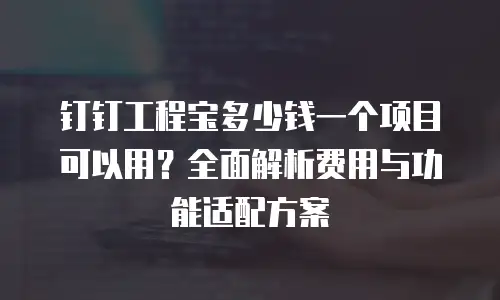 钉钉工程宝多少钱一个项目可以用？全面解析费用与功能适配方案