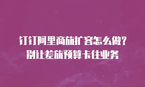 钉钉阿里商旅扩容怎么做？别让差旅预算卡住业务