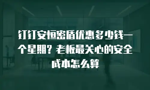 钉钉安恒密盾优惠多少钱一个星期？老板最关心的安全成本怎么算