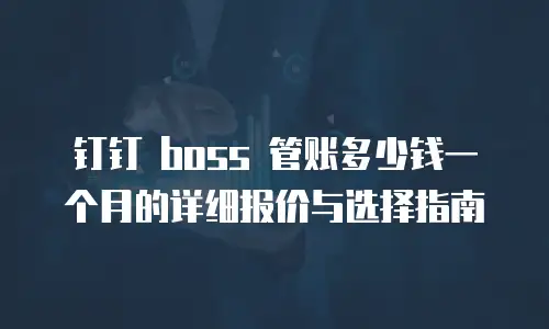 钉钉 boss 管账多少钱一个月的详细报价与选择指南