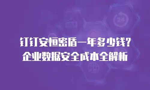 钉钉安恒密盾一年多少钱？企业数据安全成本全解析