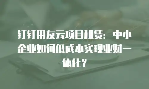 钉钉用友云项目租赁：中小企业如何低成本实现业财一体化？
