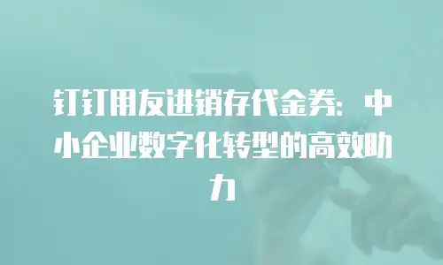 钉钉用友进销存代金券：中小企业数字化转型的高效助力
