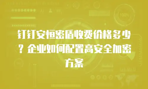 钉钉安恒密盾收费价格多少？企业如何配置高安全加密方案