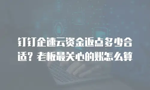 钉钉企速云资金返点多少合适？老板最关心的账怎么算