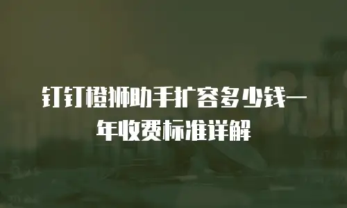 钉钉橙狮助手扩容多少钱一年收费标准详解