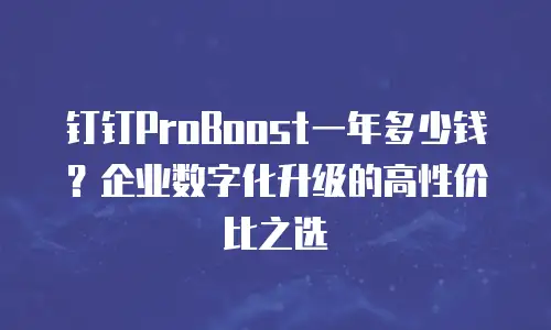 钉钉ProBoost一年多少钱？企业数字化升级的高性价比之选