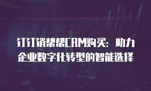 钉钉销帮帮CRM购买：助力企业数字化转型的智能选择