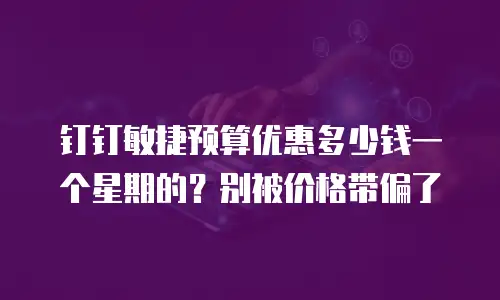 钉钉敏捷预算优惠多少钱一个星期的？别被价格带偏了