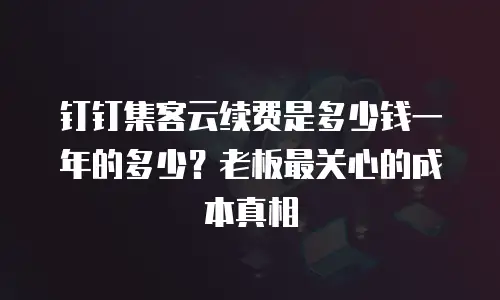 钉钉集客云续费是多少钱一年的多少？老板最关心的成本真相