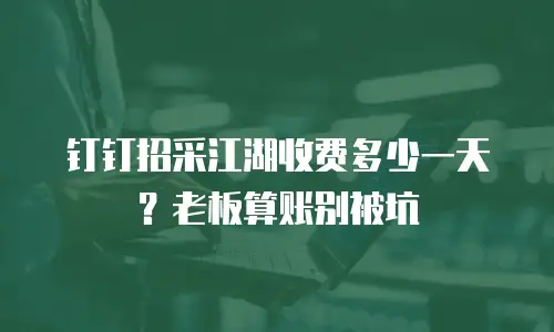 钉钉招采江湖收费多少一天？老板算账别被坑
