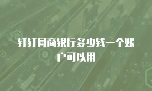 钉钉网商银行多少钱一个账户可以用