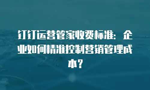 钉钉运营管家收费标准：企业如何精准控制营销管理成本？