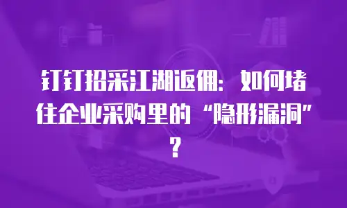 钉钉招采江湖返佣：如何堵住企业采购里的&ldquo;隐形漏洞&rdquo;？