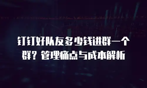 钉钉好队友多少钱进群一个群？管理痛点与成本解析