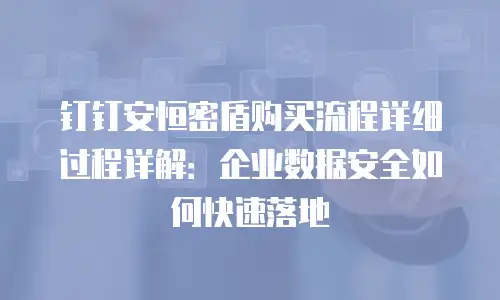 钉钉安恒密盾购买流程详细过程详解：企业数据安全如何快速落地