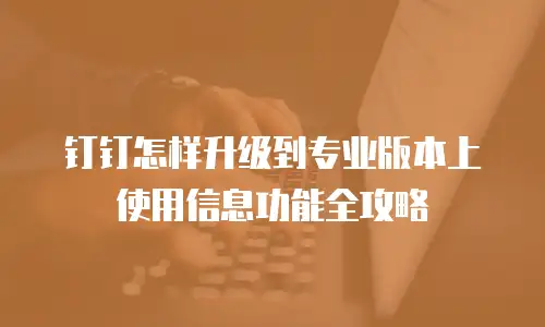 钉钉怎样升级到专业版本上使用信息功能全攻略