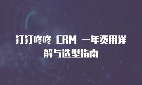 钉钉咚咚 CRM 一年费用详解与选型指南