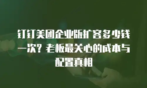 钉钉美团企业版扩容多少钱一次？老板最关心的成本与配置真相