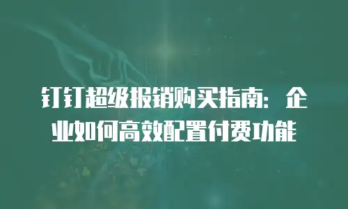 钉钉超级报销购买指南：企业如何高效配置付费功能
