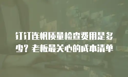 钉钉连帆质量检查费用是多少？老板最关心的成本清单