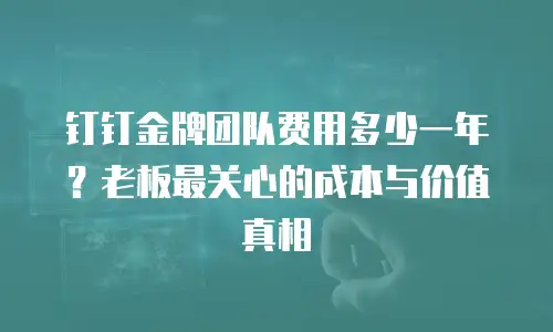 钉钉金牌团队费用多少一年？老板最关心的成本与价值真相