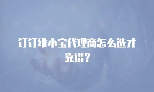 钉钉维小宝代理商怎么选才靠谱？