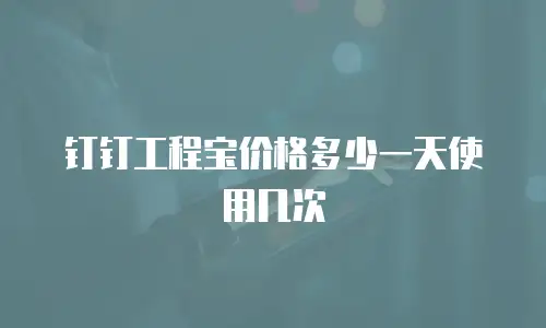 钉钉工程宝价格多少一天使用几次