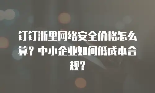 钉钉浙里网络安全价格怎么算？中小企业如何低成本合规？