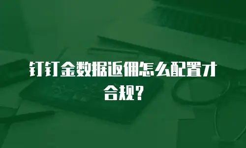 钉钉金数据返佣怎么配置才合规？