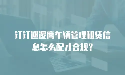钉钉巡逻鹰车辆管理租赁信息怎么配才合规？