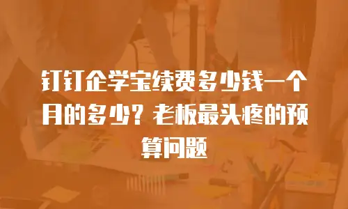 钉钉企学宝续费多少钱一个月的多少？老板最头疼的预算问题