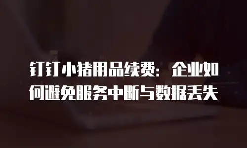 钉钉小猪用品续费：企业如何避免服务中断与数据丢失